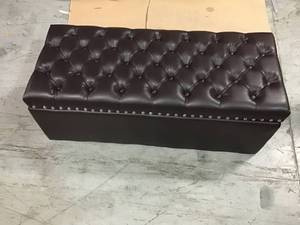 Brown Bonded Leather Storage Ottoman by Unbranded Original Customer Returns See Pics