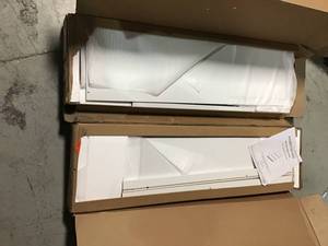 42.56 in. White Wood 3-shelf Standard Bookcase with Adjustable Shelves by Hampton Bay Orginal Customer Returns See Pics
