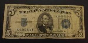 1934-A Blue Seal Silver Certificate $5 Note