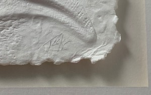 lot 60 image: Empbossed Bas Relief Paper Art Piece of A Lady With A Large Hat, Custom-Framed