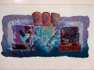 lot 62 image: Very Large Embossed Paper Block Print Alchemy I, Custom-Framed