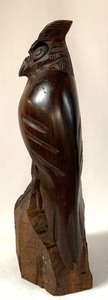 lot 64 image: Detailed Owl Sculpture Carved from Single Block of Wood