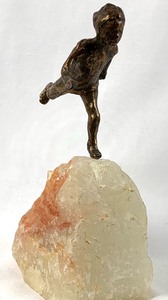 lot 97 image: Bronze Sculpture Running Figure Atop a Quartz Base