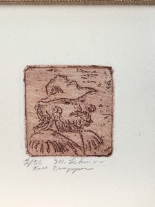 lot 113 image: Custom-Framed Mary Lehman Fur Trapper Etching, NLE #250