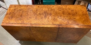 lot 10 image: Stunning Burled Wood Console CabinetBuffet Server