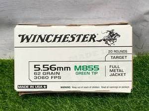 lot 9 image: 20 Rounds 5.56 Green Tip FMJ Ammo Ammunition
