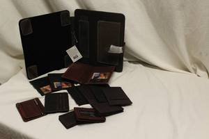 Leather billfolds and tablet holder...