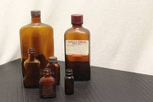 6 Brown bottles-Wells Drug has 1964...