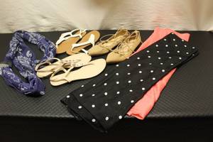 size 9.5, 3 pair of shoes  and 3 sc...