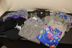 size S, over a dozen tops...