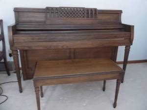 lot 1 image: Paul A. Schmitt Piano With Bench 58x25x40