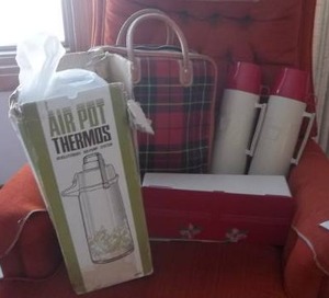 lot 59 image: Vintage Picnic Bag With Thermoss & Air Pot Thermos