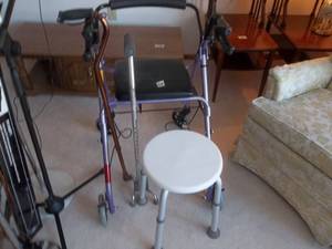 lot 61 image: Walker, 2-Canes & Shower Chair