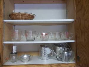 lot 75 image: Pyrex Measuring Cups, Sifters & Vintage Copper Nut Chopper