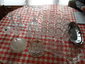 lot 98 image: Crystal Candle Holders, Cream & Sugar, Stemware & More