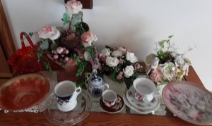 lot 99 image: Lot Of Colored Glassware, Cups, Saucers & More