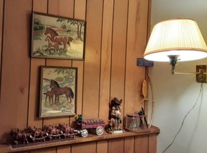 lot 146 image: Corner Of Decor Lamp, Embroidery & More
