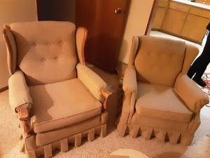 lot 148 image: His & Hers Chairs With Ottoman
