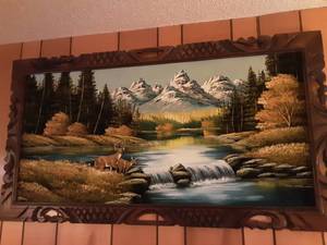 lot 158 image: Mountain Scene Painting 51x28