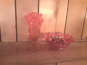lot 162 image: 2-Pieces Of Orange Glass