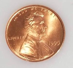 lot 04 image: 1995 double die obverse US CENT MS65 RED PCI