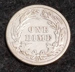 lot 06 image: 1911-D BARBER DIME FULL LIBERTY