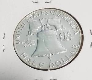 lot 21 image: 1962 PROOF FRANKLIN SILVER HALF DOLLAR