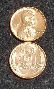 lot 33 image: UNCIRCULATED ROLL OF 1957-D US WHEAT CENTS (50 COINS)