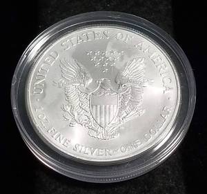 lot 44 image: 2000 COLORIZED AMERICAN SILVER EAGLE 1 TROY OZ. .999 FINE SILVER IN AIRTITE