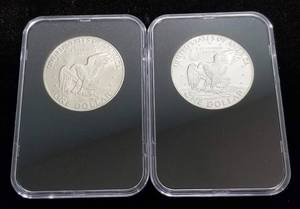 lot 46 image: 2 SILVER  EISENHOWER DOLLARS 1973-S 1974-S