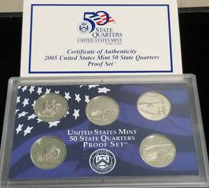 lot 09-A image: 2005 US PROOF STATE QUARTER SET IN ORIGINAL PACKAGING