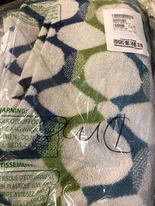 Helix Blue Geometric Cotton Bath Sheet (1), 59036-BSH-BLUE, NEW