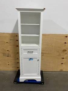 lot 20 image: HOME DECORATORS COLLECTION Windlowe 22 in. W x 16 in. D x 65 in. H Floor Linen Tower in White