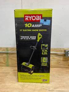 lot 29 image: RYOBI 12 in. 10 Amp Corded Electric Snow Blower Shovel