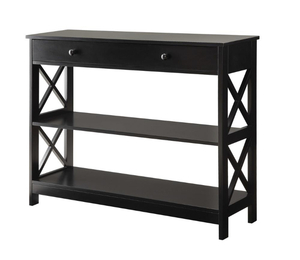 lot 33 image: CONVENIENCE CONCEPTS Oxford 40 in. Black Standard Rectangle Composite Console Table with 1-Drawer