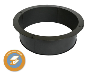 lot 53 image: 36 in. x 10 in. Round Steel Wood Fire Pit Ring in Black Porcelain Coated Finish