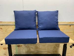lot 63 image: ARDEN SELECTIONS Lot of 2-  24 x 24 Sapphire Leala Texture 2-Piece Deep Seating Outdoor Lounge Chair Cushions