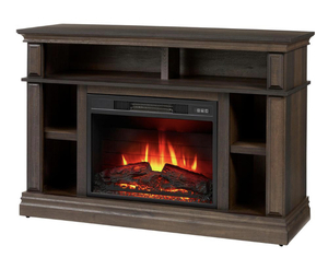 lot 64 image: STYLEWELL Wolcott 48 in. Media Console Electric Fireplace in Brown Oak