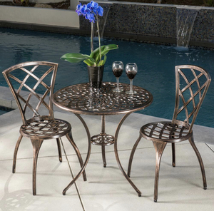 lot 68 image: NOBLE HOUSE Modern Brown 3-Piece Aluminum Round Outdoor Bistro Set