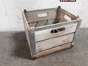 lot 57 image: Antique McDonald  Flint Milk Bottle Crate - Wood and Metal