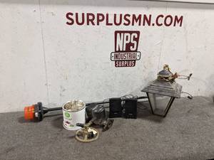 lot 41 image: Grundfos Circulating Pump, Orange Beacon Light, Hanging Lamp, and More