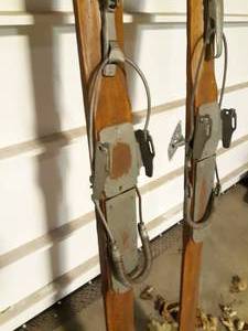 lot 48 image: Pair of Antique Wood Skis