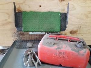 lot 695 image: Live Trap, RV Step, Plastic Outboard Fuel Tank and More