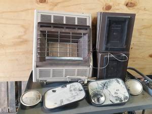 lot 702 image: Wall Heater, Speakers and Truck Mirrors