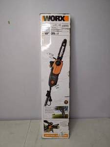 lot 3 image: Worx 10 inch 8 Amp Electric Chain Pole Saw