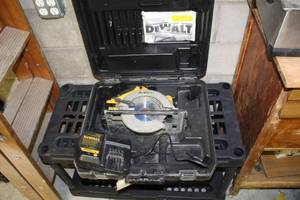 lot 13 image: DeWalt 24V Cordless Circular Saw 6-12 DW007, Electronic Battery Charger DW0245, 24V XR NiCd Fan Cooled Battery, Plastic Case
