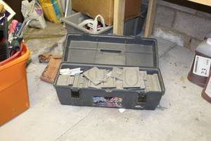 lot 25 image: Metal Letter Plates 7 x 4 with Tool Box