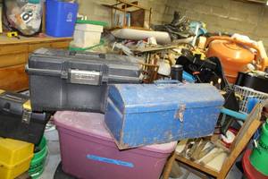 lot 35 image: Lot of (2) Tool Boxes - Metal Tool Box 21, Plastic Tool Box 24