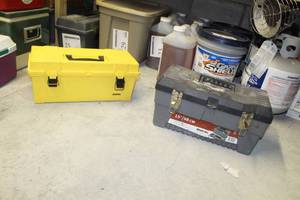lot 40 image: Lot of (2) Plastic Tool Boxes with Tool Trays - True Value 20, Stack-On 19