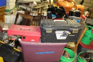 lot 41 image: Lot of (2) Plastic Tool Boxes with Tool Trays - Plano 15, Flambeau 20 Brute